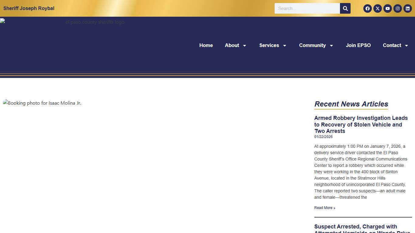 Suspect Arrested, Charged with Attempted Homicide on Wando Drive – El Paso County Sheriff’s Office